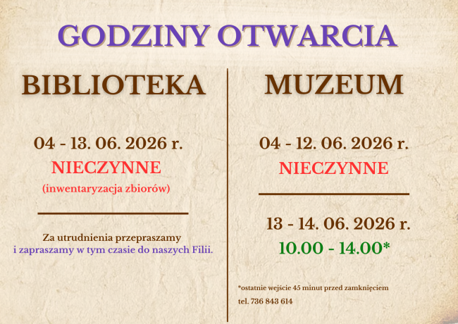 Godziny otwarcia BG inwentaryzacja