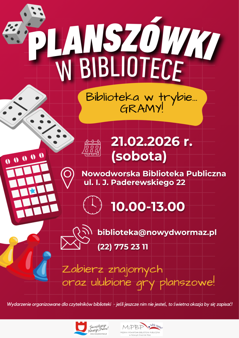 Planszówki w bibliotece - plakat