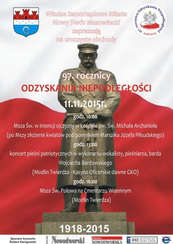 Plakat na  uroczyste obchody 97. rocznicy Odzyskania Niepodległości