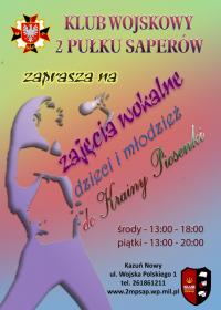 Klub Wojskowy 2psap zaprasza na zajęcia wokalne dla dzieci i młodzieży.