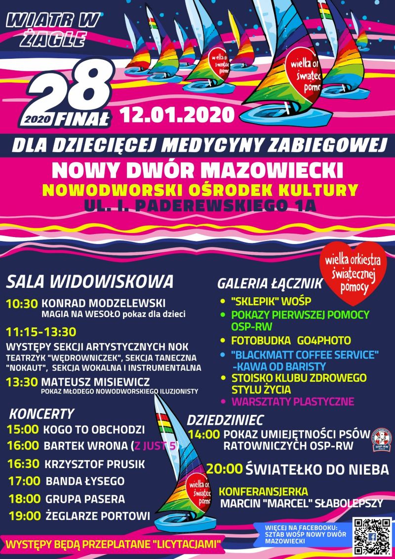 12.01.2020 r. odbędzie się 28. Finał Wielkiej Orkiestry Świątecznej Pomocy w Nowym Dworze Mazowieckim.