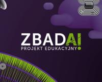 fioletowo zielone tło, pośrodku napis zbadai