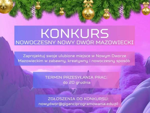 Graficzna informacja treści. Konkurs Nowoczesny Nowy Dwór Mazowiecki.