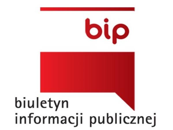 logotyp BIP, biało-czerwona flaga z napisem BIP